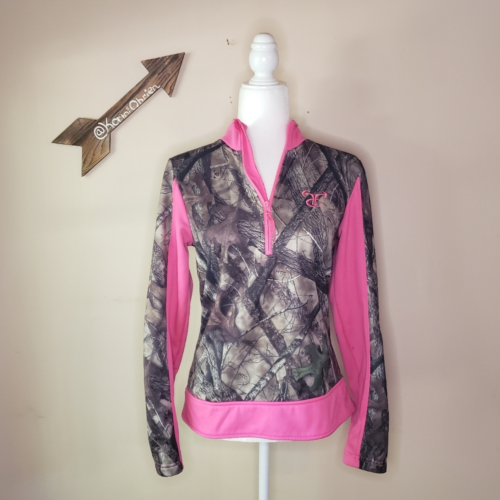 Pink & Camo Fleece Lined Quarter Zip Sweatshirt